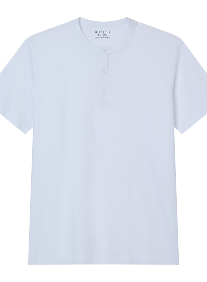 GIORDANO Men’s Slim Henley Short-Sleeve Button Front Tee - Image 3